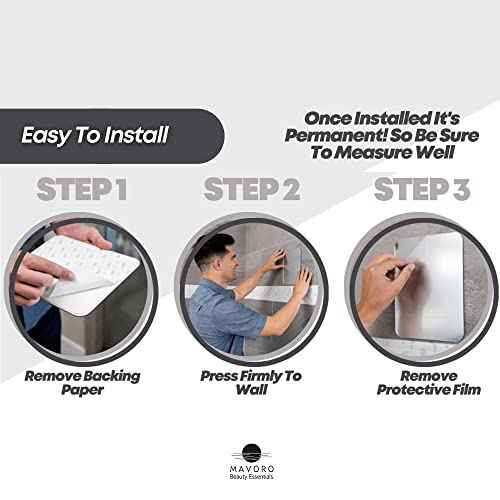 Mavoro 7x9 Shaving Mirror for Shower | 3M Adhesive Shower Mirror | Acrylic - Unbreakable | Less Fogging | Sleek Frameless | Peel and Stick | Glassless Safety (1 Pack)
