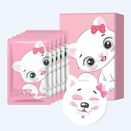 IREV Face Masks Skincare, Animal Character Sheet Masks, Beauty Facial Masks for Women Skin Care, Soothing Face Sheet Masks, Facial Masks, Moisturizing Sheet Mask, 5 Pack (Cat)
