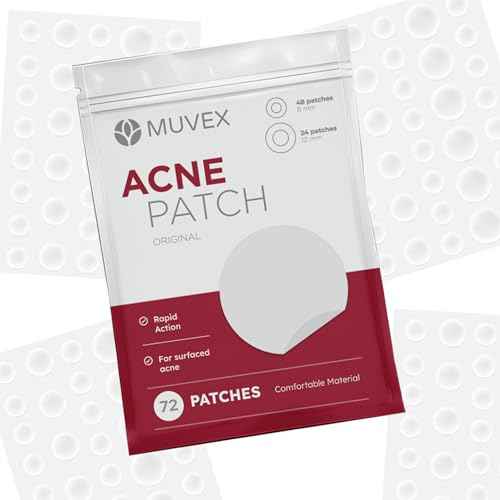 MUVEX Acne Patches for Pimples ? Hydrocolloid Pimple Patch for Whiteheads ? Overnight Spot Treatment ? Oil Absorbing, Drug-Free, Invisible, Vegan & Safe for Sensitive Skin ? 72 Count.