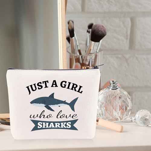 Shark Gifts for Shark Lovers Gift Shark Bag for Girls Women Sharks Themed Gifts shark accessories Makeup Bag Graduation Birthday Gifts for Shark Girl Daughter Animal Lover Christmas Gift Cosmetic Bag