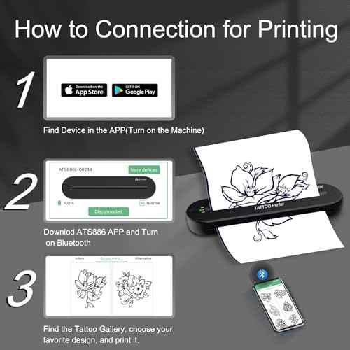 YILONG Bluetooth Tattoo Stencil Printer, Tattoo Thermal Machine with 15 Pcs Tattoo Transfer Paper, Portable Tattoo Transfer Copier Machine for Tattoo Artists and Beginners, ATS886L