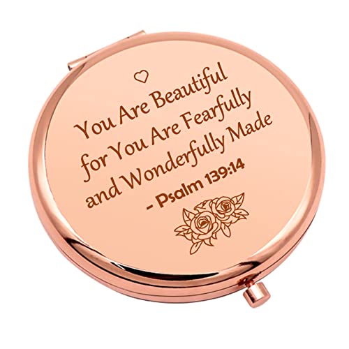 Inspirational Christian Gifts Verse Religious Gifts for Girls Sister Friends Encouragement Baptism Gift Compact Makeup Mirror for Her Motivational Gift Folding Makeup Mirror