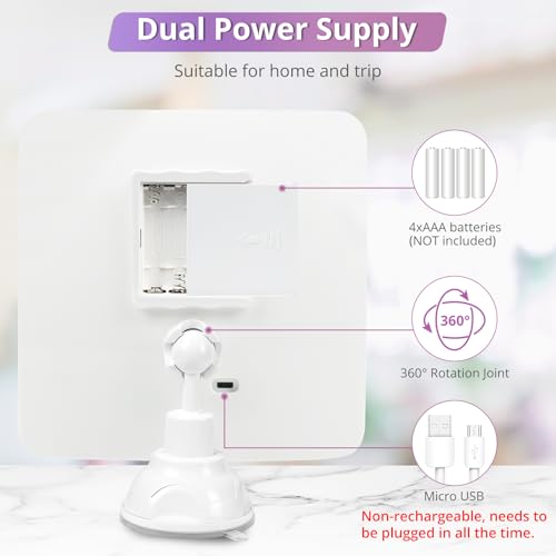 Fabuday 30X Lighted Magnifying Mirror with Lights - Makeup Mirrors with Suction Cups and Magnification for Bathrooom, Dual Power Supply, Adjustable Lighting, Light Up Magnified Mirror Square