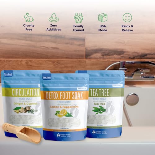 Foot Soak Salts Bundle 3 Pack with Scoop DIY at Home Spa with USP Epsom Salt and Pure Essential Oils in BPA Free Pouch with Easy Press Lock Seal (2 Lbs Each 6 Lbs Total)