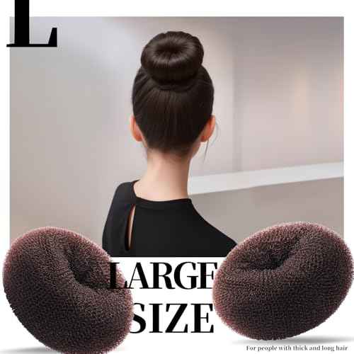 Teenitor Donut Hair Bun Maker Set, Hair Bun Shaper Set with Large, Medium, Small Hair Donuts For Buns, Hair Accessories For Girls, 5 Elastic Bands, Dark Brown