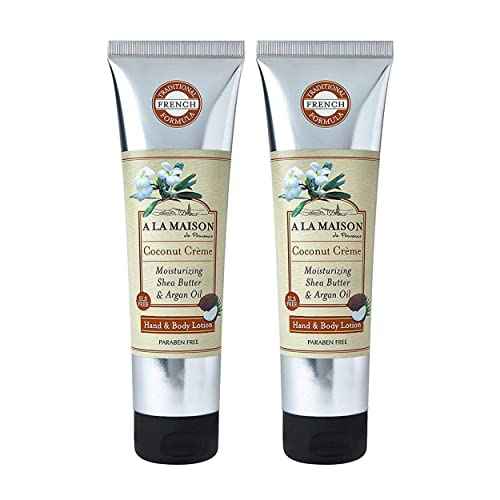 A LA MAISON Moisturizing Lotion, Coconut Creme - Uses: Hand and Body, Argan Oil, Pure Shea Butter, Essential Oils, Plant Based, Cruelty-Free, SLS and Paraben Free
