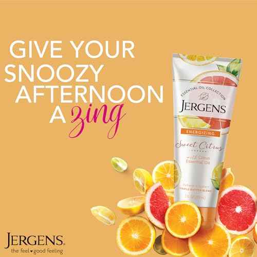 Jergens Sweet Citrus Body Butter, Hand and Body Lotion, Moisturizer for Women, Lotion with Essential Oil for Indulgent Moisturization, 7 Oz