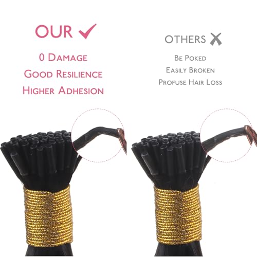 WENNALIFE I Tip Hair Extensions Real Human Hair, 100g 200s 14 Inch Platinum Blonde Remy Itip Human Hair Extensions Invisible Itips Straight I Tips Cold Fusion Extensions