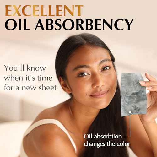 Natural Oil Blotting Sheets for Face with Bamboo Charcoal - 25% Larger - 3pk/300 Makeup Friendly Oil Absorbing Sheets for Face - Easy Dispensing Blotting Papers