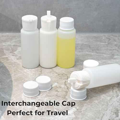 2oz TSA Approved Translucent Squeeze Bottles with Fliptop & Extra Screw Caps, Set of 4, Leak Proof, FDA Compliant. Safe for Premium Costmetic, Shampoo, Conditioner and DIY projects. (HDPE FlipTop)