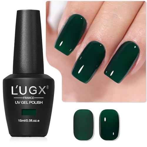 L'UGX Dark Green Gel Polish Emerald Nail Polish 15ML Long Lasting U V Gel Colors for Nails Art DIY Manicure & Pedicure at Home Salon Holiday Gifts for Women LGS-704