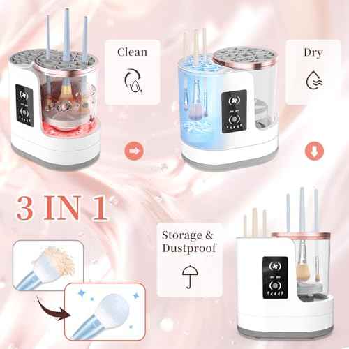 LARDERGO Makeup Brush Cleaner Machine, Ultimate Efficient Electric Automatic Cleaner and Dryer for All Types of Makeup Brushes