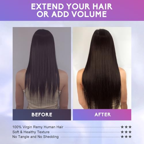 Dark Brown Clip in Hair Extensions Real Human Hair Invisible Seamless Remy Human Hair Clip in Extensions for Women 24 Inch 120g, 8pcs Per Set with Double Weft