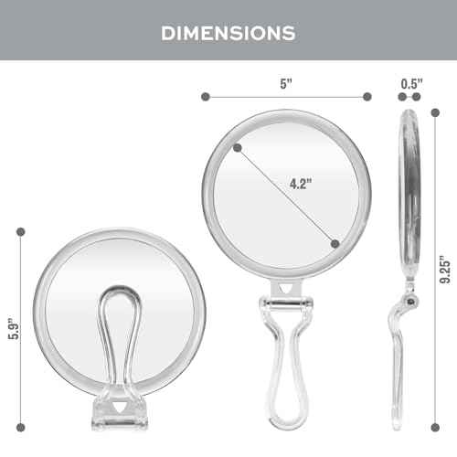 ForPro Professional Collection Expert 30X Magnifying Handheld Mirror, Double-Sided Hand Mirror with Folding Adjustable Handle for Makeup, Travel, Clear
