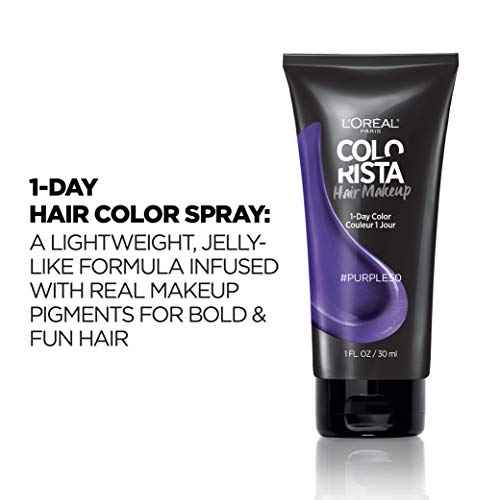 L'Oreal Paris Hair Makeup Temporary 1-Day Hair Color for Brunettes, Purple 50, 1 Fl Oz