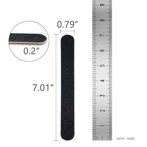 3 Pack Professional Emery Boards, 100/180 Grit Nail File for Acrylic and Natural Nails, Reusable, Black