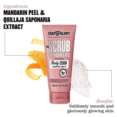 Soap & Glory Original Pink The Scrub Of Your Life Exfoliating Body Scrub - Smoothing & Buffing Vegan Scrub - Rose & Bergamot Body Polish with Shea Butter & Vitamin E (200ml)
