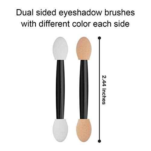 Cuttte 120PCS Disposable Dual Sides Eye Shadow Sponge Applicators with Container, 2.44' Length Eyeshadow Brushes Makeup Applicator Black