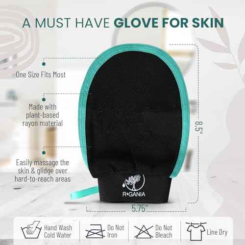 R'GANIA Deep Exfoliating Glove & Back Exfoliator ? 100% Viscose. Korean Exfoliating Mitt for Removing Dead Skin, Keratosis Pilaris & Self-Tan ? Full Body Exfoliator for Smooth, Glowing Skin