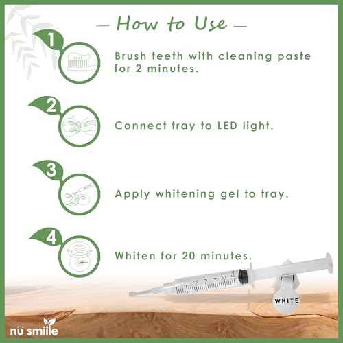 Professional Cleaning and Teeth Whitening Kit by nu smiile - Includes Blue LED Light - Visible Results in 20 Minutes - Xyliprox Teeth Whitening Gel - 30 Treatments