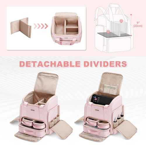 Tattoo Travel Case with 3 Cases, Tattoo Supplies Storage Organizer Backpack, Tattoo Stencil Printer Carrying Bag, Pink