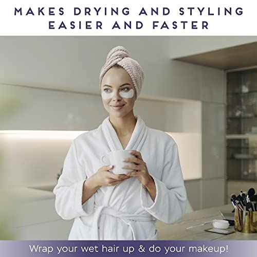 2 Pack Microfiber Hair Towel Wrap for Women, Anti Frizz Quick Drying Hair Turban for All Hair Style, Absorbent and Lightweight (Beige)