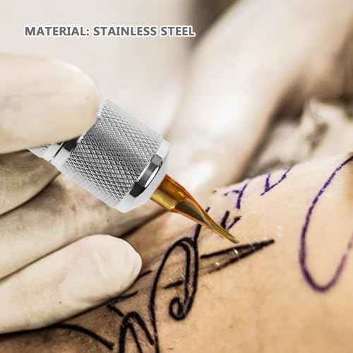 Artibetter Stainless Steel Tattoo Machine Tube Handle Grips Tip Tattoo Self Lock Grips for Tattoo Supplies Tools 25mm Metal Joycon