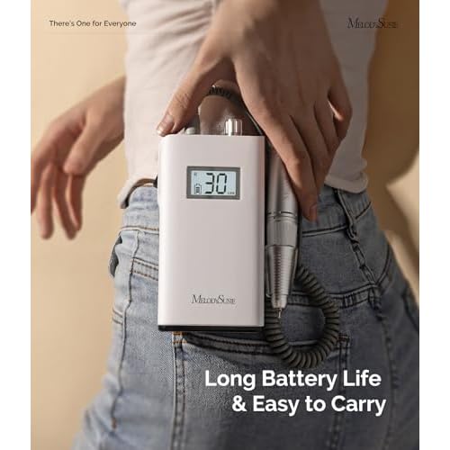 MelodySusie Entry-Level Clip-On Cordless Nail Drill, SC320H 30000RPM Popular Classic E-File with LCD Display for Manicure Shaping & Gel Removal, Perfect for Training, Nail Art Practice & Home Use