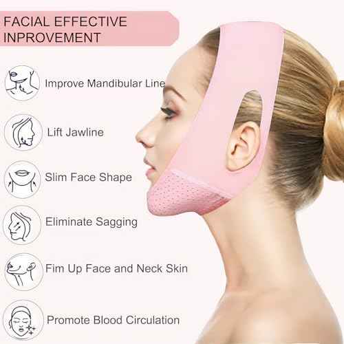 MASIKA Chin Strap for Sleeping,Adjustable Chin Strap,Jaw Strap,Jawline Shaper,V-Line Mask Chin Up Mask V Shaped Face Mask, Jaw Exerciser,Reusable chin strap,Pink¡£