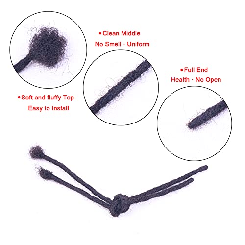 0.6cm Width 6 Inch 100 Strands 100% Human Hair Loc Extensions, Full Handmade Dreadlock Extensions for Men Women Kids Can Be Dyed and Bleached with Needle and Comb Unprocessed Natural Black