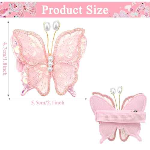 12 PCS Girls Butterfly Hair Clips,with pearl Glitter Barrettes Butterfly Non-Slip Hair Clips,Girls Hair Accessories for Birthday Christmas Day Gift
