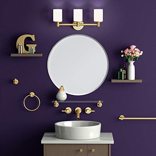 Gatco 1806 Bathroom Wall Mirror, 25 inch Modern Mirror for Living Room, Vanity, Slim Design Beveled Frameless Round Mirror - Easy Mount Safety Bracket