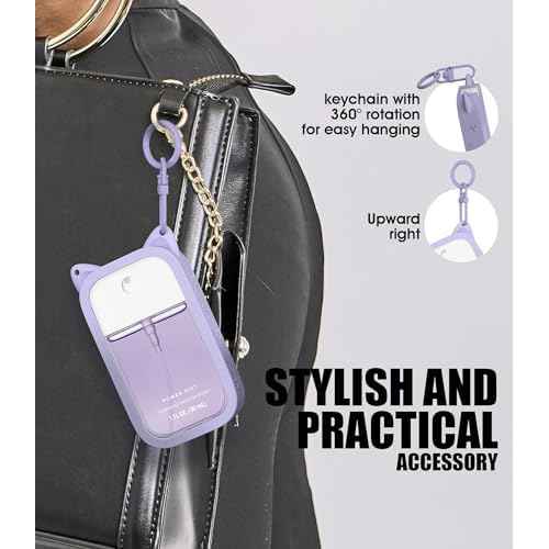 1 Pack Silicone Case Compatible with Touchland Hand Sanitizer Spray (Fit for 1 FL OZ/30 mL Ver), Portable keychain Cute Color Ears (Purple)