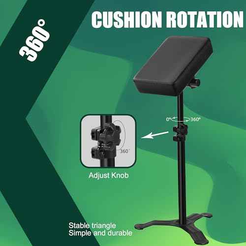 Adjustable Tattoo Arm Rest Support Stand, Black Padded Armrest with Heavy Duty Base