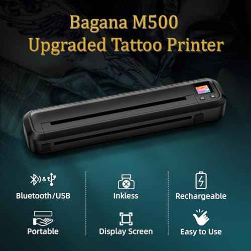 Bagana Thermal Tattoo Stencil Printer, M500 Wireless Bluetooth Tattoo Printer Machine with 10pcs Transfer Paper, Portable Stencil Machine Kit for Tattooing Compatible with Phones, Tablets & PC