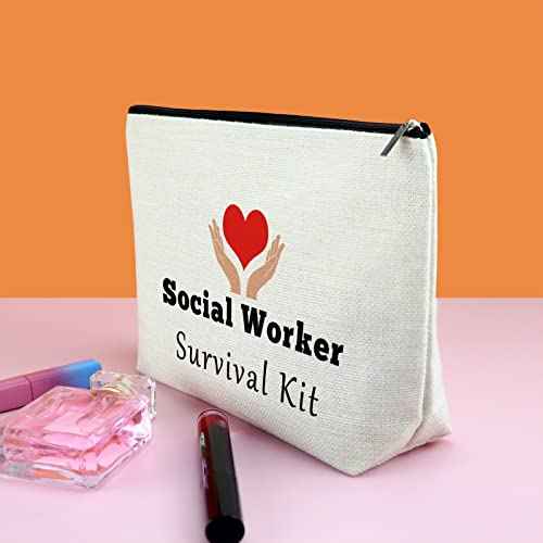 Social Worker Gift Thank You Gift for Woman Makeup Bag Social Work Appreciation Gift Cosmetic Bag Birthday Gift for Social Worker Volunteer Friends Travel Pouch Christmas Thanksgiving Day Gift