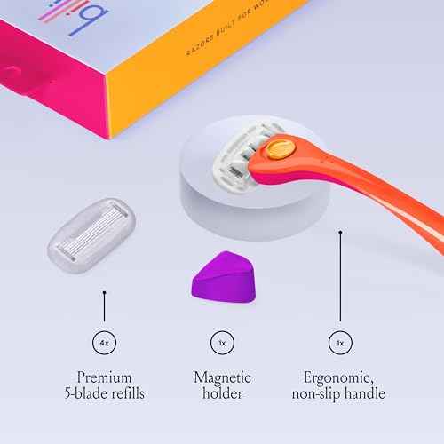 Billie Razors for Women Shave Kit ? Women¡¯s Razor + 2 x 5-Blade Razor Refills + Magnetic Holder ? Sunburst