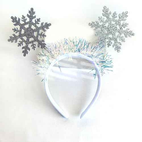 Christmas Headbands-Red Glitter Sequins Bow With Elk Hairband Design for Women Christmas Party Hair Decoration Happy New Years Head Accessories (Snowflakes, 1 size)