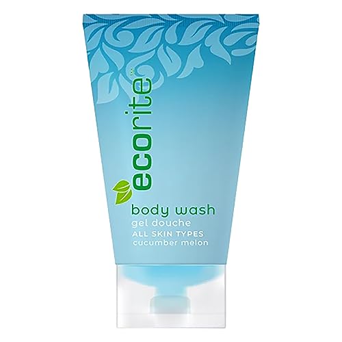 Ecorite Body Wash with Cucumber-Melon Fragrance, Travel Size Hotel Amenities Biodegradable/Recyclable Tube, 1 fl oz/30 ml, Pack of 288