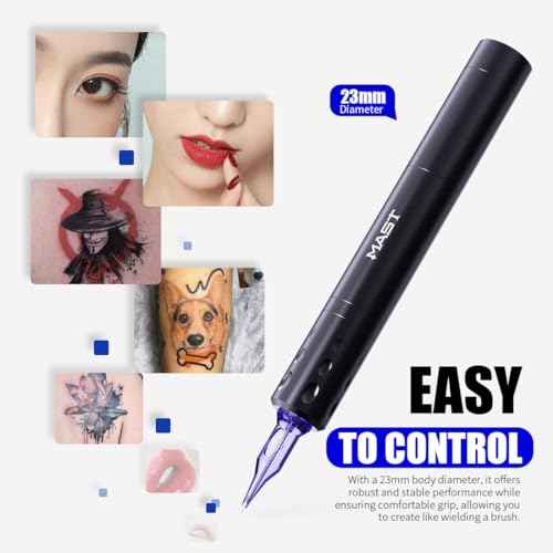 Mast Tour Fly Tattoo Gun Pen Wireless Machine Rotary Mcore-A Motor Thin Grip Rca Jack Digital Battery Power Supply (Pink)