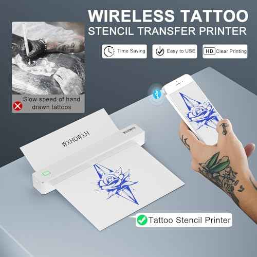 Tattoo Stencil Printer,Tattoo Machine for Artists&Beginners,Without Transfer Paper,Portable Wireless Bluetooth Printer Compatible with Phone&PC