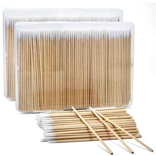 800PCS Pointed Cotton Swabs with Storage Case - 4 inch Microblading Precision Tip Cotton Swabs with Wooden Sticks - for Makeup, Tattoo Permanent Supplies
