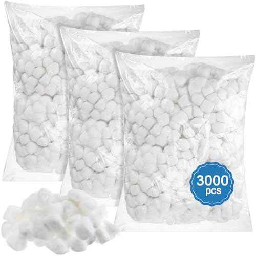 3000 Pcs Cotton Balls Bulk Medium Size Organic Pure Cotton Balls for Makeup Remover, Nail Polish Remover and More