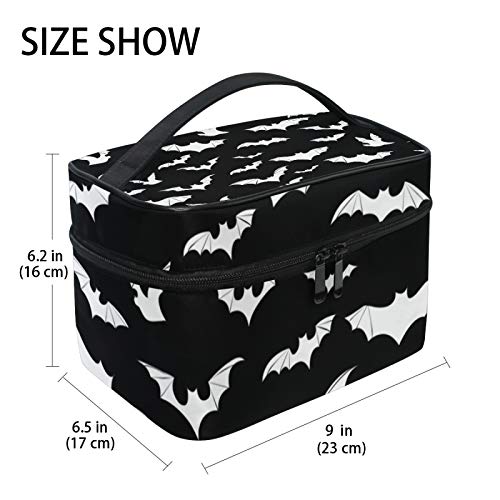 9CH Goth Travel Makeup Bag - Bats Cosmetic Bags Large Make up Organizer Portable Toiletry Bags Train Cases for Women Cosmetics