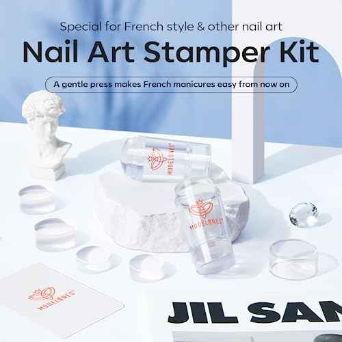 Modelones French Tip Tool- 6 Pcs Nail Stamp French Manicure Kit Suitable for DIY Together with Gel Nail Polish Art Tips Printing Tool Kit