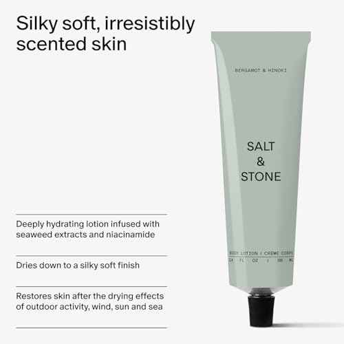 Salt & Stone Body Lotion for Women & Men | Hydrates, Nourishes & Softens Skin | Restores Dry Skin | Fast-Absorbing | Cruelty-Free & Vegan (100 ml) (Bergamot & Hinoki)