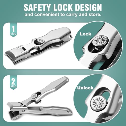 Stocking Stuffers 2025, Toenail Clippers for Thick Toenails for Seniors - Wide Jaw Nail Clippers for Men & 360 Degree Rotary Toenail Clippers for Seniors, Christmas Xmas Presents Gifts for Adults