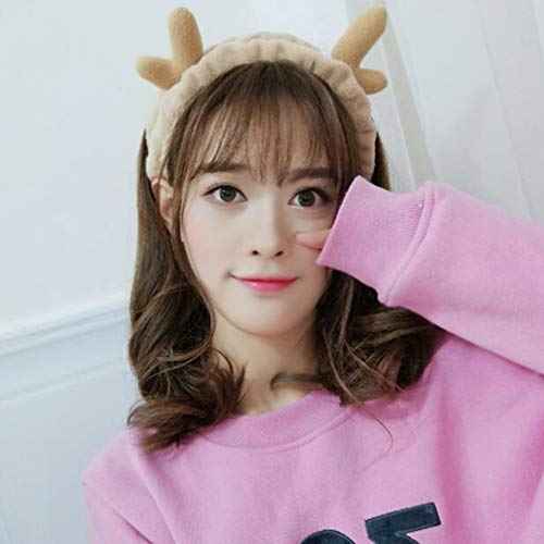 Luxshiny Bandana Headband Deer Antlers Headband, Christmas Spa Plush Reindeer Antler for Makeup Shower (Khaki) Girls s