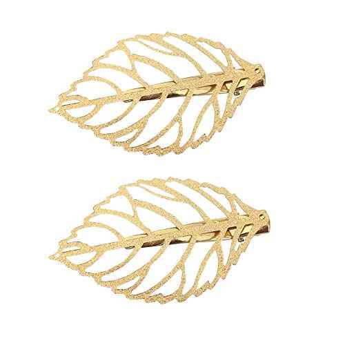 Vintage Hollow Leaf Hair Clips Barrettes for Women, Gold Elegant Alloy Leaves Style Duckbill Hairpins, Fashion Hairgrip Hair Accessories for Party Wedding Daily (2PCS, Gold Tone£©