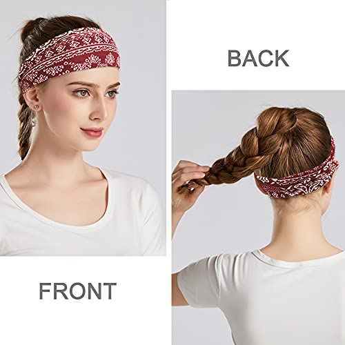 Boho Headbands For Women Fashion Wide Headband Yoga Workout Head Bands Hair Accessories Band 6 Pack